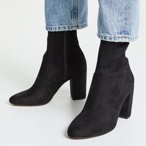 Rebecca Minkoff Gianella Block Heel Suede Bootie Shoes Black Size 9M